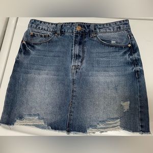 Kenzie Distressed Jean Skirt